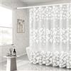 Whoiy Tenda da doccia trasparente 120x180 cm, tenda da doccia in Peva con fiori, senza foratura, bianca, per vasca da bagno, antimuffa, impermeabile e asciuga rapidamente