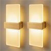 JaneYi 2 Pezzi Applique LED da Parete Interno 12W 3000K Acrilico Scocca in Legno