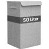 DuneDesign 50L Cesto Biancheria Sporca con Coperchio - 30x30x60 Cesta Portabiancheria Salvaspazio Grigio - Mobile Bagno Laundry Basket Cestino Panni Sporchi Porta Biancheria Sporca per Bagno