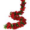 JUSTOYOU 2pz 2,38m Ghirlanda di Rose Artificiali Finte Doppio Colore Viti Rosse Appese Fiori di Seta Artificiali per Decorazione Matrimonio Parete Camera da Letto Esterni Interni (Rosso, 13 Teste)