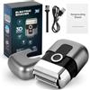 XQZMD Mini rasoio elettrico da uomo, mini rasoio elettrico con 3 lame galleggianti, rasoio elettrico da uomo con display a LED, IPX7, impermeabile, per barba e viso (antracite)