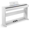 Donner DDP-95 Pianoforte Digitale 88 Tasti Pesati per Principianti, Connessione Wireless, Registrazione, 11 * 5 cm LCD, 600 Toni/Ritmi, 3 Modalità di Insegnamento del Pianoforte, Bianco