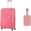 American tourister Soundbox valigia rigida 77 cm grande rosa con etichette bagaglio, solar pink