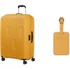 American Tourister Valigia rigida Ellipso 79 cm, colore giallo, con etichette per bagagli, papaya pop