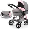 Bayer Design 17533AA Carrozzina per bambole City Max con borsa, altezza regolabile, ruote anteriori piroettanti, trasformabile in passeggino, cestino integrado