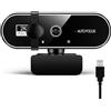 Himank Webcam con microfono, webcam 2K completa per PC, laptop, desktop, Mac, USB Plug and Play, webcam per Youtube, videochiamate Skype, studio, conferenze