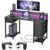 BEXEVUE Scrivania Moderna LED con Ciabatta - 120x50cm Scrivania Gaming Tavolo Computer con Supporto Monitor Vassoio per Tastiera, 4 Cassetti Reversibili, Grande Spazio Studio Gioco Lavoro Casa Ufficio