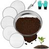 MEYAGOT Colino da Giardino, Setaccio da Giardino Rotondo, Setaccio Giardino, con 5 Inserti Intercambiabili Ø 1,3,6,9,12 Mm Setaccio da Giardino per Terreno Semina, Sabbia