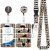 Iirlvior Porta Badge con Cordino da Collo con Porta Carte, Porta Carte con Avvolgicavo Retrattile, Lanyard Staccabile, Chiusura a Moschettone Rotante, per Porta Badge di Identificazione (Gatto Nero-7)