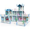 deAO Casa delle Bambole a 3 Piani con 6 Stanze, Set di Gioco Casa delle Bambole, Casa in Miniatura con Mobili e Scivoli, Scale, Recinzioni, Cagnolino e Bambole, Ottimo Regalo per Bambini