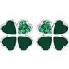 Qings Orecchini a bottone con quadrifoglio 925 sterline d'argento Orecchini a bottone a forma di cuore con foglie verdi brillanti festa di San Patrizio Regalo di gioielli floreali per donne e ragazze