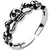 IMINI Anello di fidanzamento in argento Sterling S925 con teschio gotico di Halloween, anello impilabile vintage unico, regolabile, anello per nocche personalizzato, regalo per donne, adolescenti, ragazze,