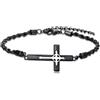 ROMANTICWORK Braccialetto con croce per uomo in argento sterling 925, bracciale cristiano religioso da uomo, gioielli con croce, regali cristiani per marito, padre, amico, Argento sterling, Non pietra