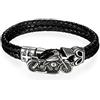 OIDEA - Bracciale da uomo in corda di pelle intrecciata e con fibbia a forma di moto, colore: nero
