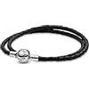 PANDORA Bracciale Moments 590745CBK-D3 in pelle nera