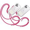 TBOC 2X Cordino Catenella Laccio Strap Porta Cover [Fucsia] con Toppa Plastica [Bianco Ice] per Telefono Cellulare Collo - Tracolla Catenina con Cordini da Cellulari Accessori Universale Laccetti
