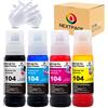 Nextpage 104 Inchiostro Compatibile per Epson 104 EcoTank Inchiostro per Epson ET-2820 ET-2710 ET-2720 ET-2810 ET-2821 ET-2826 ET-2820 ET-2830 ET-2840 ET-4800 4810 4 Colore Multipack Tin. et (non