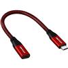 RIITOP Cavo di Prolunga USB C Corto 0,2 m, USB 3.1 Type-C [10 Gbps, 20 V/5 A] Intrecciato Maschio-Femmina Compatibile per Nintendo Switch, MacBook Pro, Galaxy