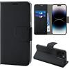 N NEWTOP Cover Compatibile con iPhone 16 PRO MAX, HQ Lateral Custodia Libro Flip Chiusura Magnetica Portafoglio Simil Pelle Stand Protezione Completa Case TPU Anti Urto Guscio Base Porta (Nero)