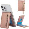 Ysnzaq per Magsafe Wallet Portafoglio PU in Pelle per iPhone 16/15/14/13/12 Pro/Max/Plus, Magnetico Portafoglio Porta Carte Supporto Adjustable per iPhone 16/15/14/13/12 Pro/Max.ZYC Rose Gold