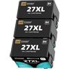 iNKPAD 27XL 3 cartucce d'inchiostro nero compatibili per Epson 27 XL per Workforce WF-3620 WF-7720 WF-7610 WF-3640 WF-7620 WF-7715 WF-7210 WF-7110 WF-7710