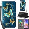 PHINIENLAND Cover per Samsung Galaxy A23 4G / A23 5G / M13 4G / M23 5G Case PU Pelle Custodia [Kickstand] [Chiusura magnetica] [Slot per Schede], Portafoglio Flip Custodia per Samsung A23,Farfalla verde
