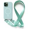 2NSPDRGNI Magnetica Cover con Collana Compatibile con iPhone 13 Pro Max,Case con Laccio per Il Collo Custodia con Cordino,Menta verde
