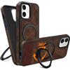 COODIO Cover in Pelle con Supporto Girevole di 360° per iPhone 12 / iPhone 12 PRO 6,1 Pollici, Custodia Magnetica Compatibile con MagSafe, Cover Sottile e Creativa, Marrone