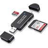 Critin Lettore di schede SD, 3 porte USB 2.0, adattatore Micro SD (A/C/Micro), lettore di schede per schede SD/SDXC/SDHC/TF/UHS-I, lettore di schede di memoria, compatibile con laptop e cellulare