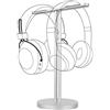 GEEKRIA Aluminum Dual Headphones Stand, Headset Holder, Desk Display Hanger, Fit, Bose, Sennheiser, SONY, Beyerdynamic, AKG, ATH, B&O, and Most Earphones (Silver)