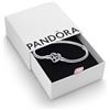 PANDORA Bracciale Moments in maglia snake in argento Sterling con chiusura a forma di cuore con simbolo dell'infinito con zirconi cubici trasparenti, 18