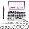 Swpeet 266 pezzi, 21 misure, M4 M28 mm, in lega di acciaio esterno, clip a C con assortimento di pinzette, kit di anelli circolari per assi, alberi e altri mobili