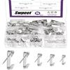 Swpeet Set di 75 ganci per quadri in argento con chiodi, 4,5 kg/9,1 kg/13,6 kg/22,7 kg/45,4 kg, kit di ganci per appendere quadri in metallo, ganci per cornici resistenti, accessori per appendere