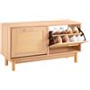 VEVOR Panca Portascarpe da Ingresso, Scarpiera con Panca Portascarpe 100x30x53 cm, Contenitore con 2 Cassetti, Scarpiera da 136 kg, 4 Scomparti e 2 Ante in Rattan, per Corridoio, Soggiorno