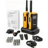Dynascan F-15 Coppia Walkie Talkie Impermeabili IP67 Uso Libero PMR446, Ricetrasmittenti Galleggianti con SOS, Torcia LED, Funzione VOX, 16 Canali e Auricolari Inclusi