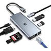 Tymyp Hub USB C, 8 in 1, adattatore USB C, doppio display 4K, HDMI, docking station USB C per laptop, Chromebook (Gigabit Ethernet, 5 Gbps USB 3.0, PD 100 W, lettore SD/TF)