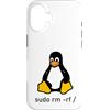 Divertenti regali per hacker nerd per Custodia per iPhone 16 Tux Linux Penguin - sudo rm -rf/computer di informatica