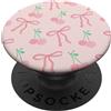 Cute Pink Pop Grip Pattern For Cherry Fr Divertente e carino Coquette ciliegia e fiocco rosa per ragazze donne PopSockets PopGrip Adesivo