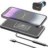 REESTECQI - Caricabatterie wireless da auto, 15 W, Qi, tappetino di ricarica wireless antiscivolo per auto, con caricabatterie QC3.0, per AirPods 3/Pro, iPhone 13/12/11, Samsung S22/S21