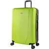 ITACA - Valigia 23Kg da stiva capiente Valigia rigida XL con ruote silenziose Trolley Grande Rigido leggero ideale per viaggi lunghi con Lucchetto a combinazione, Pistacchio-Antracite