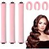 KEYRI 3 Pezzi Bigodino Capelli Fascia Bigodino Senza Calore Bigodini Morbidi per Dormire Flanella Morbida Onde Capelli Senza Calore Con Gancio Aste Donna Strumento per Lo Styling Dei Fai-Da-Te (Rosa)