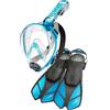Cressi Net, Combo Set Maschera Integrale + Pinne Unisex Adulto, Trasparente/Acquamarina, Duke M/L- Bonete L/XL