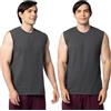 Fruit of the Loom Eversoft-Maglietta Senza Maniche, in Cotone, Traspirante, Taglie S-4 x Canottiera, Muscle-Confezione da 2-Black Heather, L Uomo