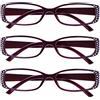 OPULIZE Occhiali Da Lettura Stile Diamonte Nero E Viola Lettori Valore 3 Pacco Stile Designer Donna Signora UVR3093P +2,50
