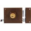 Amig - Serratura da sovrapposizione a destra con leva di chiusura, linguetta e maniglia per porte in legno mod. 72-100 x 85 mm - Chiusura con cilindro rotondo - Acciaio Marrone