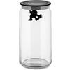 Alessi AMDR06 Gianni a Little Man Holding On Tight Barattolo Ermetico in Vetro con Coperchio in Resina Termoplastica, Nero, 140 cl