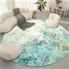 Tapis Design Tappeto Rotondo Astratto per Soggiorno, Lavabile in Lavatrice, Antiscivolo, Pelo Corto, Non Perde Pelo | Tappeto Moderno per Salotto e Camera da Letto, Ø 80 cm, Ottanio e Beige