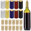 Swpeet Set di 60 capsule termorestringenti in PVC, 5 colori argento, nero, rosso, oro, blu, e naturale, per bottiglie di vino e bottiglie di vino, tappi di chiusura con involucro termoretraibile per