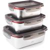 Lacor 64617 - Set 3 contenitori alimentari Ecoinox, acciaio inox... | Realizzato in acciaio inossidabile alimentare; alta resistenza alla corrosione e usura quotidiana in cucina