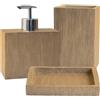 Schläfer 285200 | Set Bagno Completo serie Bambus con Dispenser per Sapone, Portasaponetta, Portaspazzolino, Bicchiere da Bagno, Portasapone Liquido Accessori in Resina Effetto Bamboo, 3 Pezzi